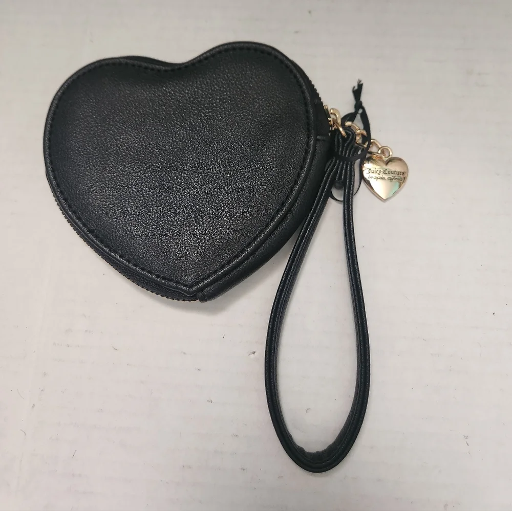 Juicy Couture Black Heart Wristlet Ombre Pink Stones